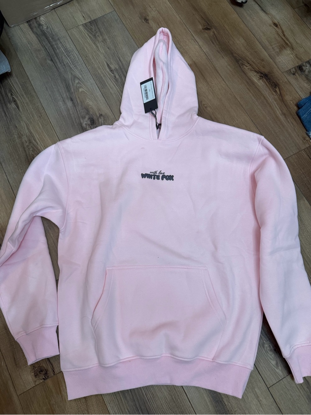 White Fox Boutique Pastel Pink Pullover Hoodie with Embroidered Logo